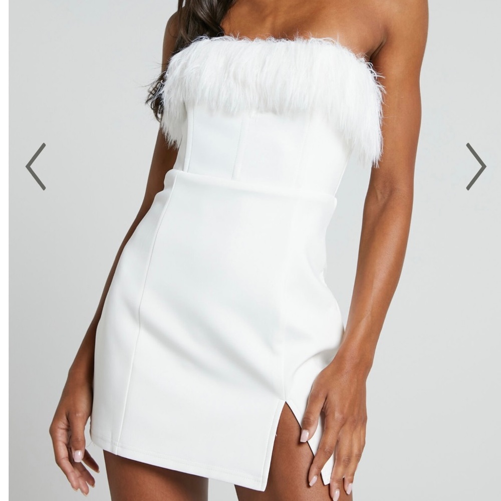 Showpo White Feather Mini Dress